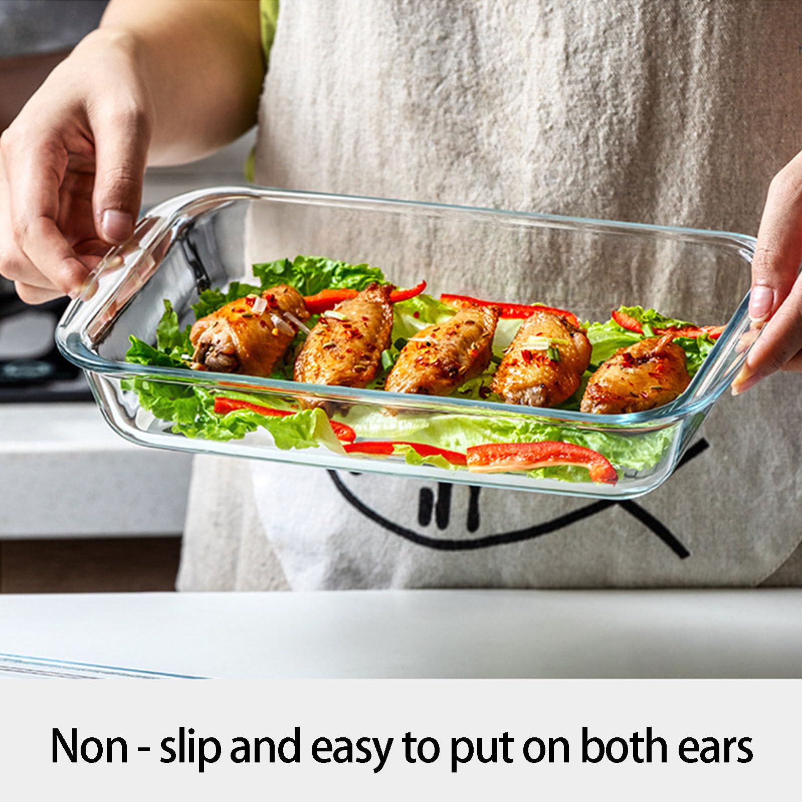 Teglia Rettangolare Multiuso in Vetro per Forno a microonde, per servire Alimenti, pirofila da Cucina Resistente Calore, pirofila Rettangolare in Vetro borosilicato
