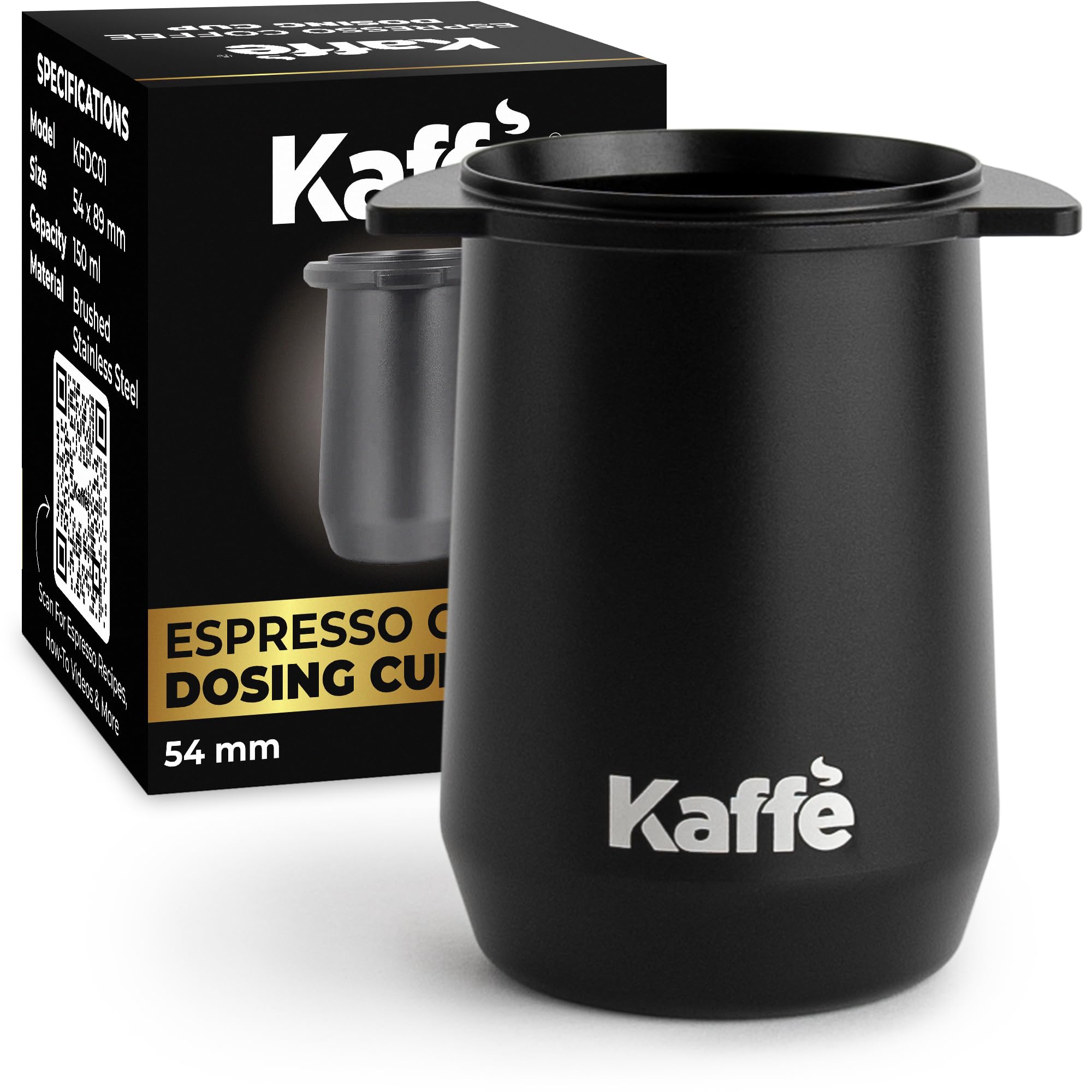 Kaffe Espresso Coffee Dosing Cup with Non-Stick Coating (54mm) - Metal Coffee Ground Dosing Cup for Portafilter - Compatible with 54mm Espresso Machines - Espresso Machine Accessories & Tools