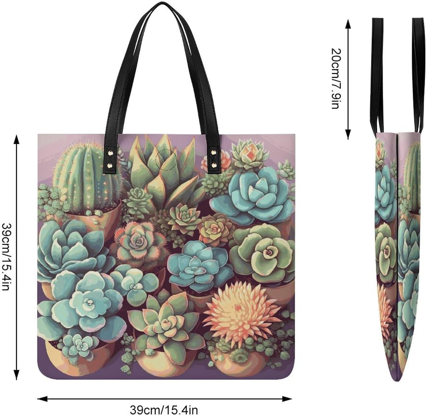 Cute Succulents Handbags Large Capacity, Tote Bag Stylish Slouchy, Shoulder Bags for Work Beach Travel And Shopping Grocery.