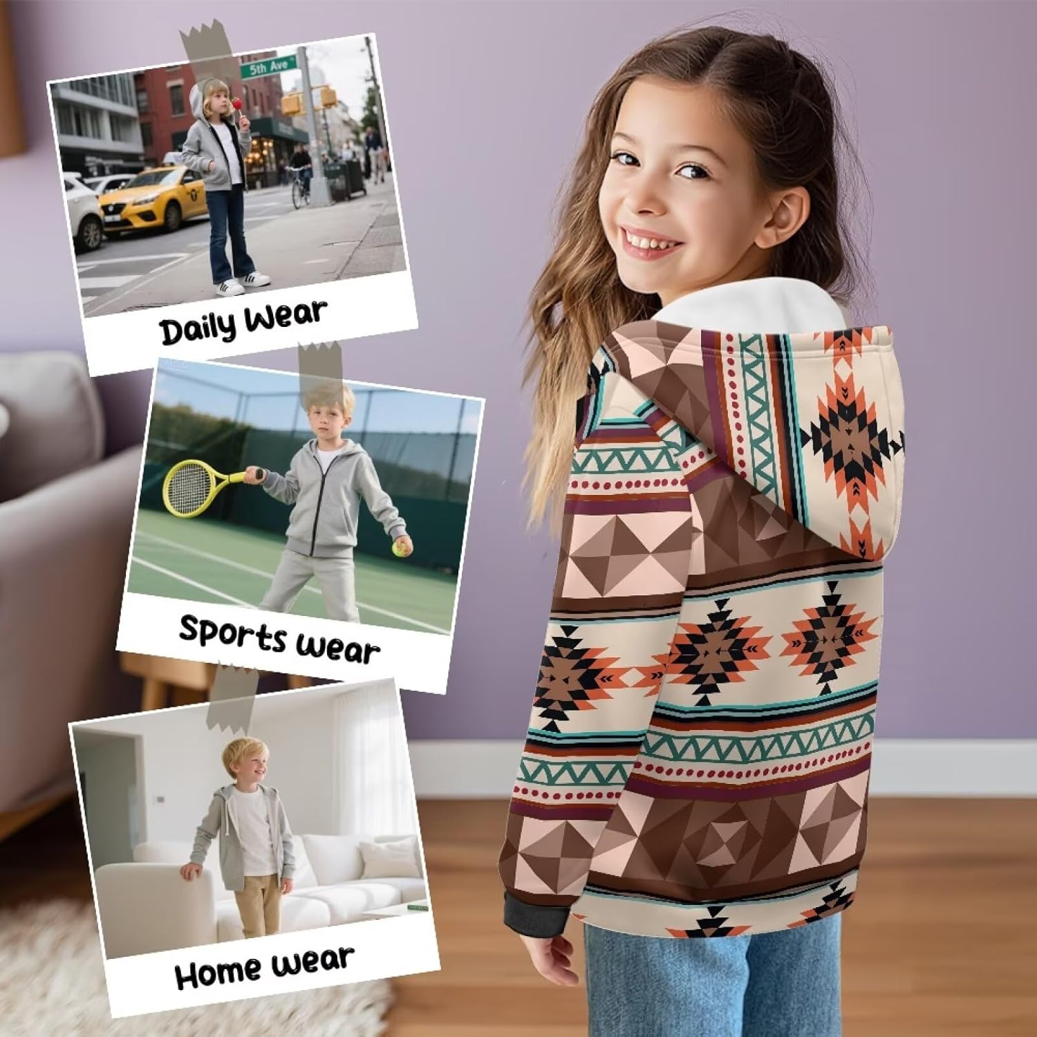 Dolyues Boys Hoodie Zip Up Fleece Hooded Sweatshirts for Boys 6-13 Years Warm Clothes for Winter Fall