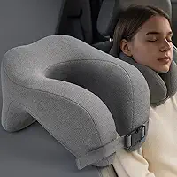 Travesseiro de Pescoço para Viagem com Espuma Viscoelástica. Almofada de Descanso do Pescoço Respirável e Anti-ronco. Travesseiro Ergonômico U-Shape