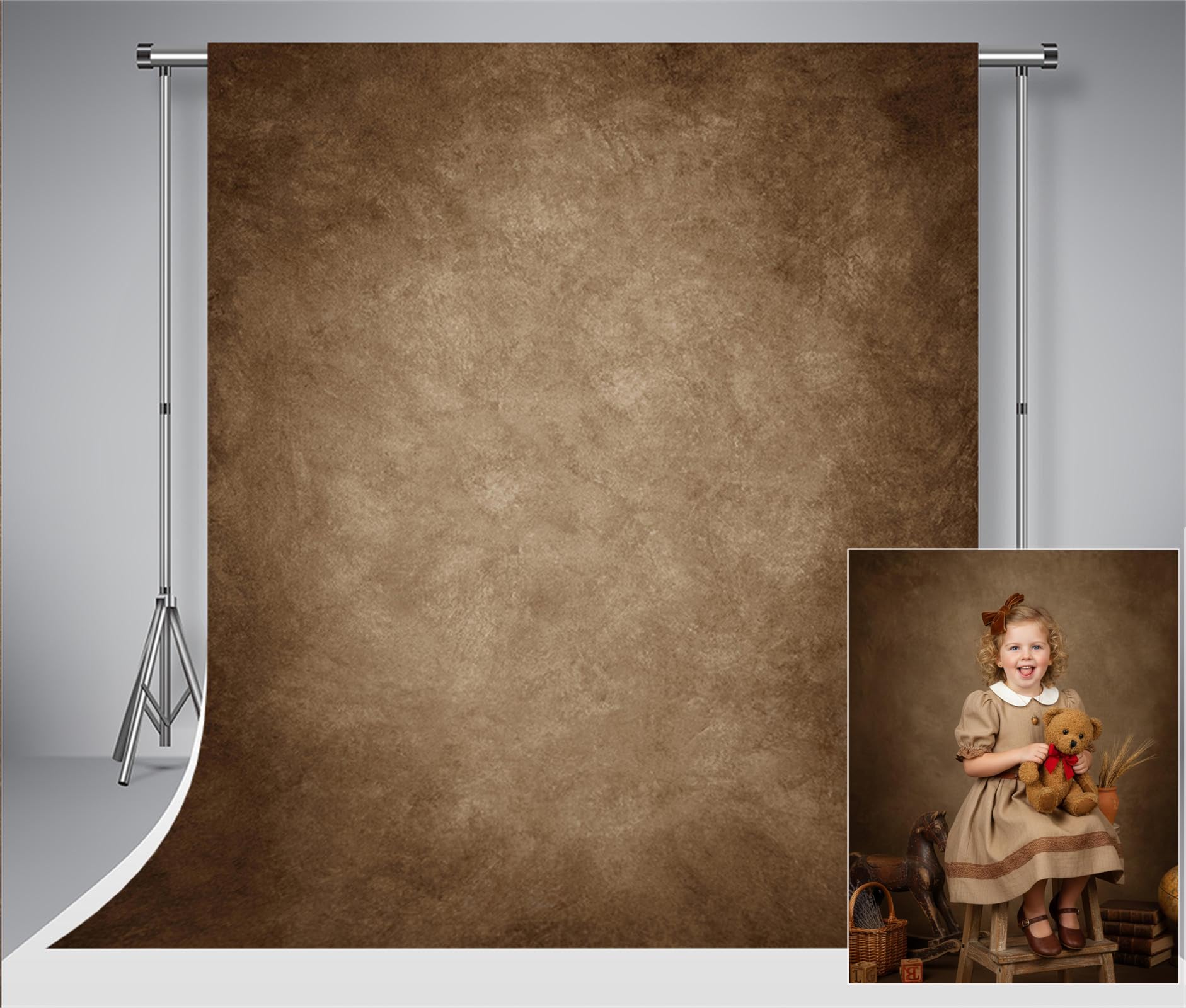 Kate Fotohintergrund 1,5 x 2,2 m Dunkelbraun Textur Fotohintergrund faltbar professionell Studio einfach Retro dekorativer Wandteppich