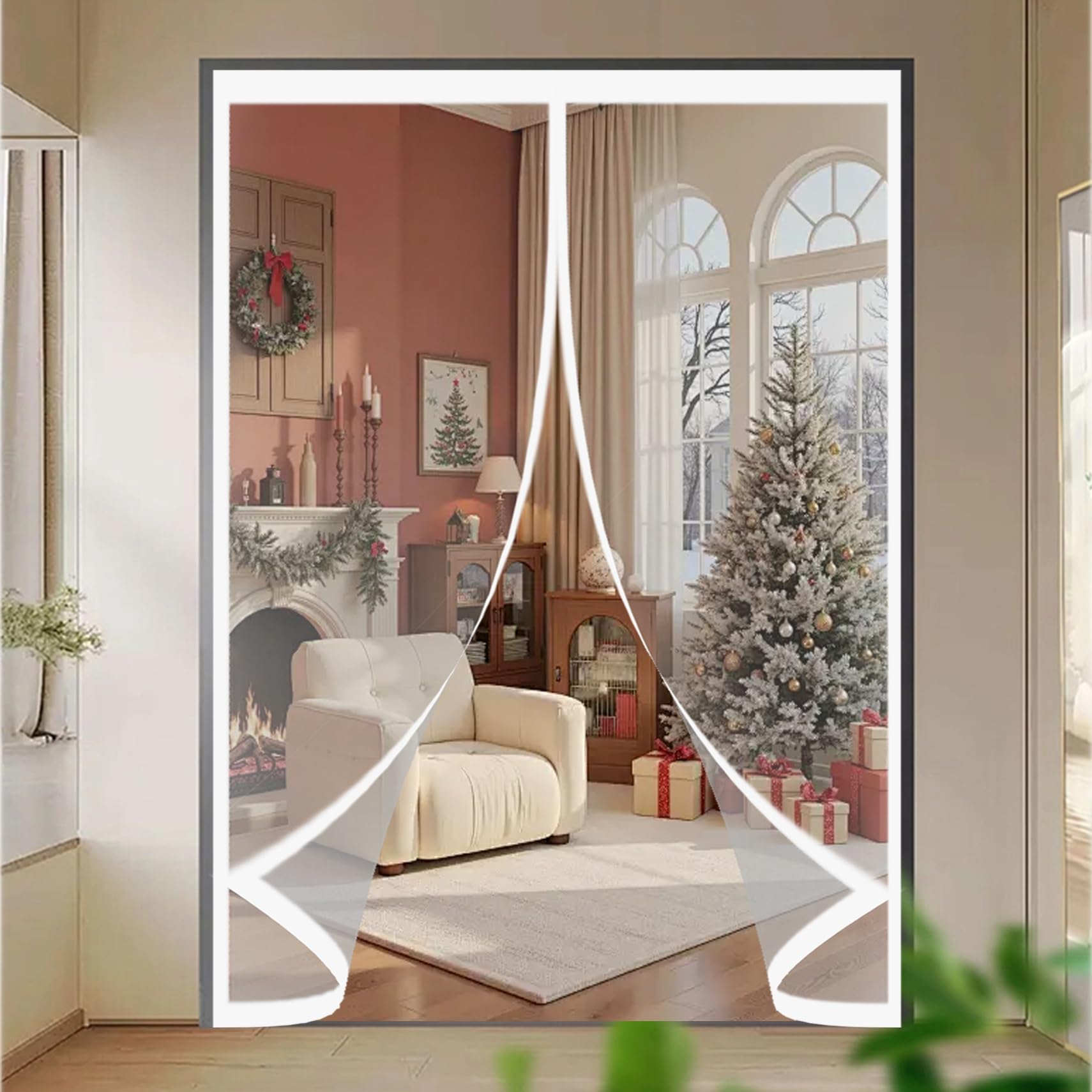 Tenda Termica Isolante Freddo 220 x 240 cm Riduzione Del Rumore, a Prova di Fumo, Protezione Dal Freddo Tenda for Porta Magnetica per Soggiorno, Balcone, A