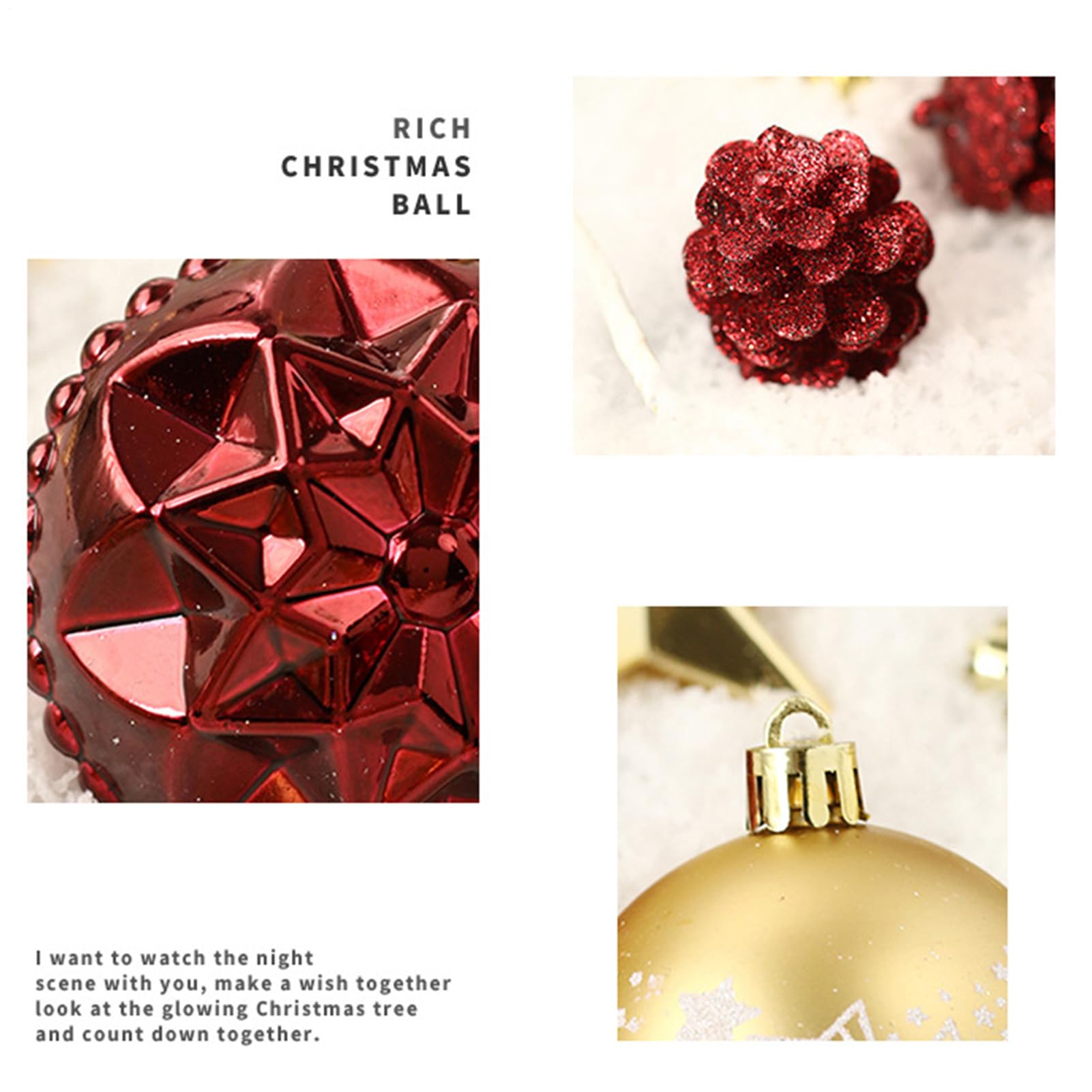 Weihnachtskugel-Ornamente, bruchsichere Dekoration, Weihnachtsdekoration, für draußen, Outdoor, Innenbereich, Wohnzimmer, Ferienhaus, 70 Stück