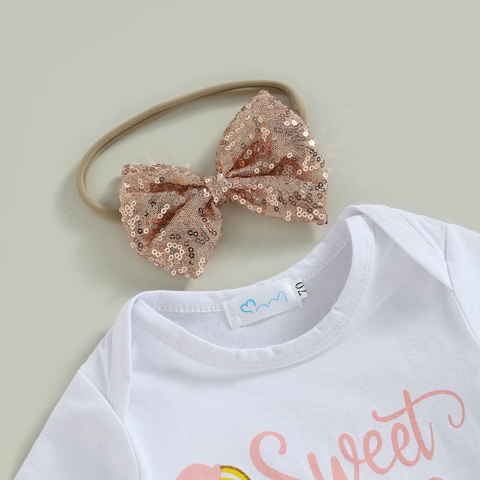 Lamuusaa Toddler Baby Girl Birthday Outfit ''Sweet One'' Short Sleeve Romper Colorful Tulle Tutu Skirts Headband Set (Ice Cream, 6-12 Months)