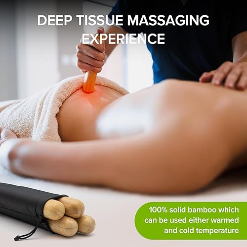 Miniatura 5 de Goodtar Varilla de masaje de bambú para masaje, palos de bambú, herramienta de bambú guasha, herramientas de masaje de bambú con bolsa de