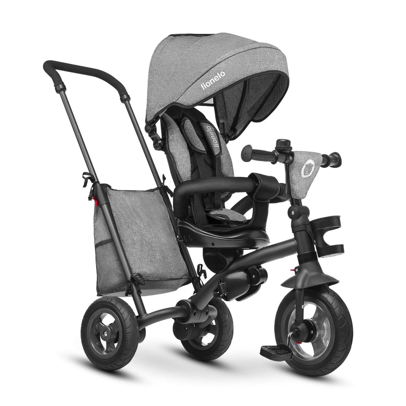 LIONELO Tris Plus 2in1 Bicicletta Triciclo e Passeggino pieghevole per bambini da 9 mesi fina a 25kg Sedia 360gradi Fronte Mamma o Strada Bici regolabile e compatta Borsa Portabibite Ruote PU