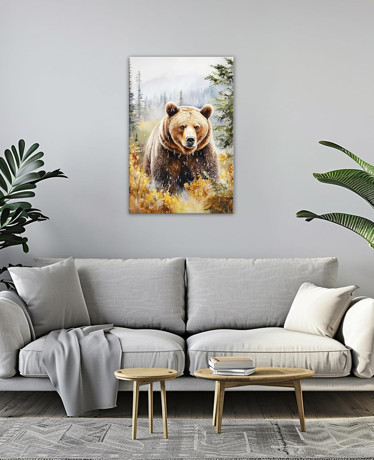 GLOKAKA Bear Wall Art Abstract Wildlife Canvas Print Fall Forest Landscape Painting Artwork for Living Room Bedroom Home Wall Decor(Artwork-2,28"x42")