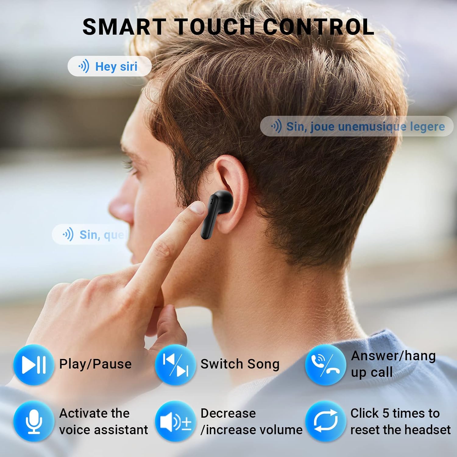 Wireless Earbuds, Bluetooth 5.4 Headphones with 42H Ultralight Ear Buds, Bluetooth Earbuds with 4 ENC Noise Cancelling Mics, HiFi Deep Bass Dual LED Display USB-C, IPX6 Waterproof Earphones Black