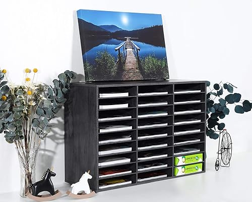 Vista 105 de PAG Organizador de literatura de madera para encimera, buzón de estudiante para aula, soporte de papel de escritorio para oficina, hogar, escuela