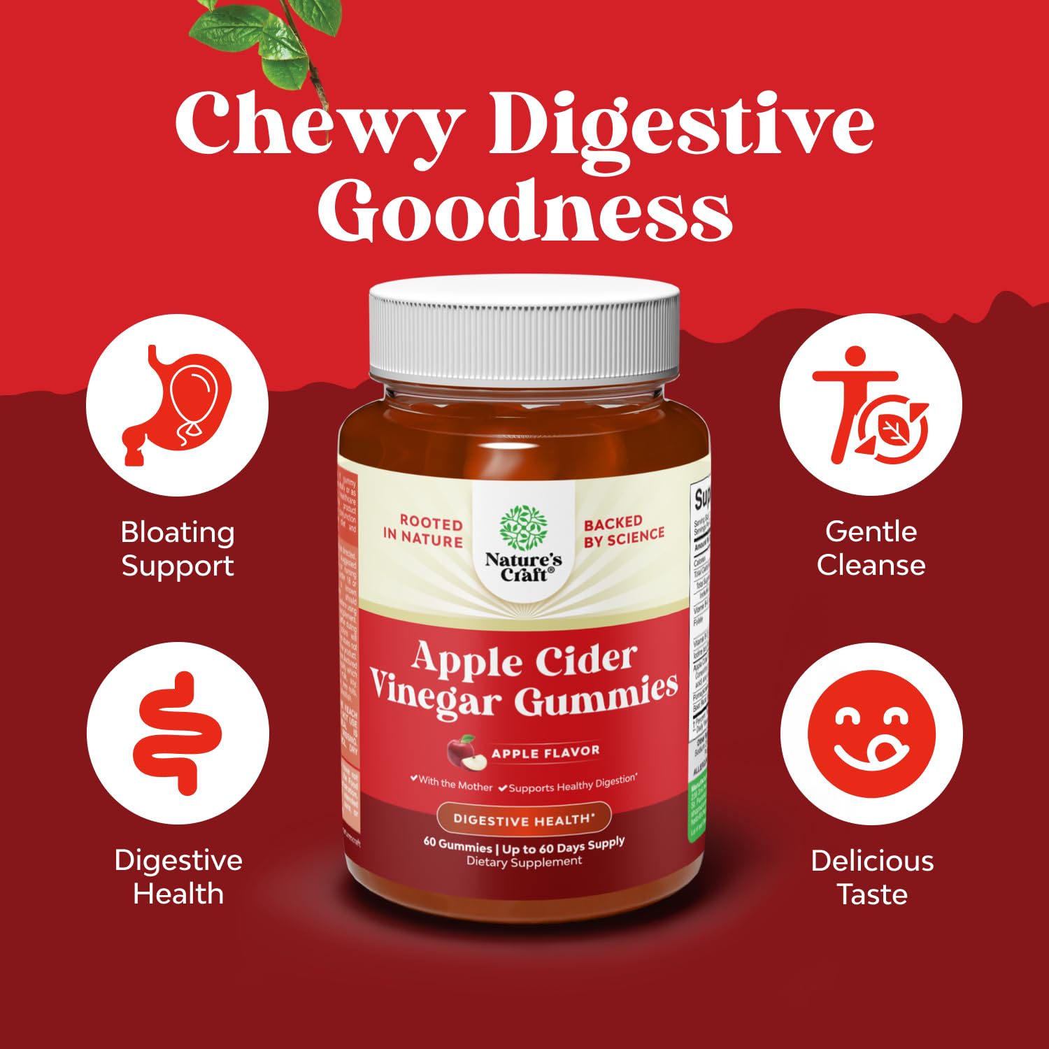 Apple Cider Vinegar Gummies with B12 Vitamin - Energy Support - 60 Count — Amazon image 2