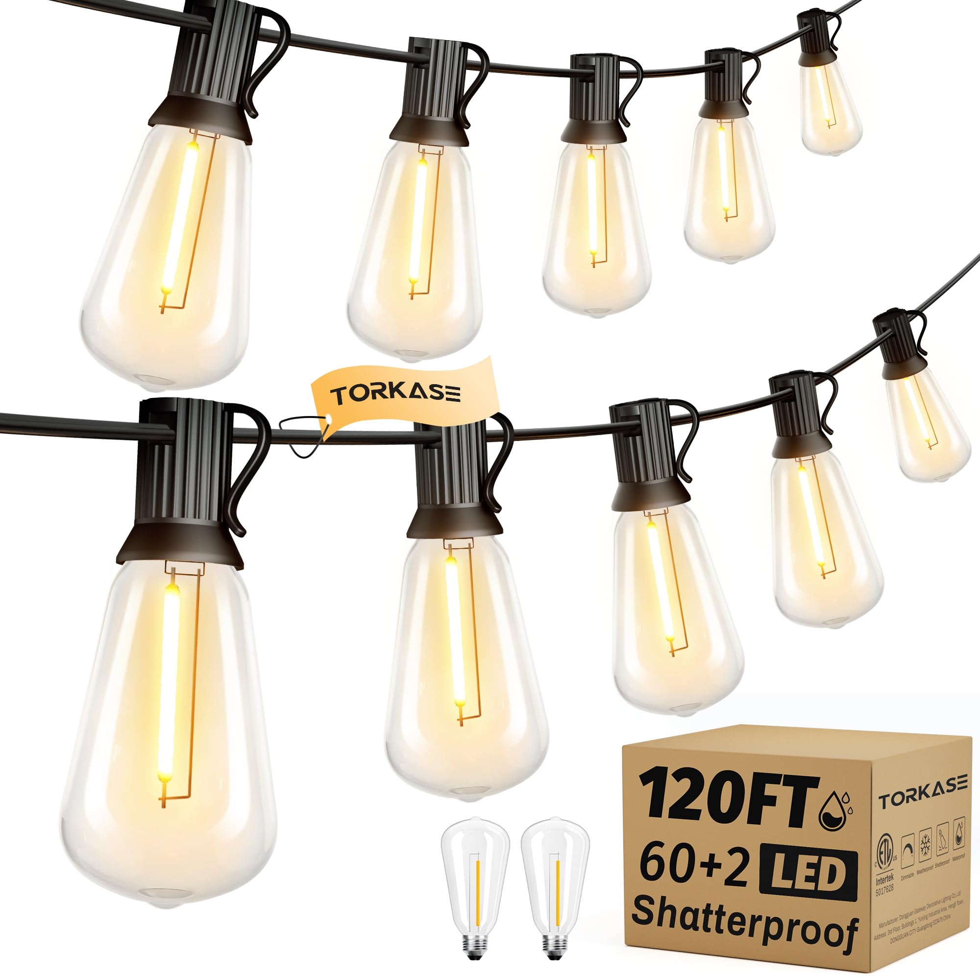 Torkase Outdoor Festoon String Lights 36M