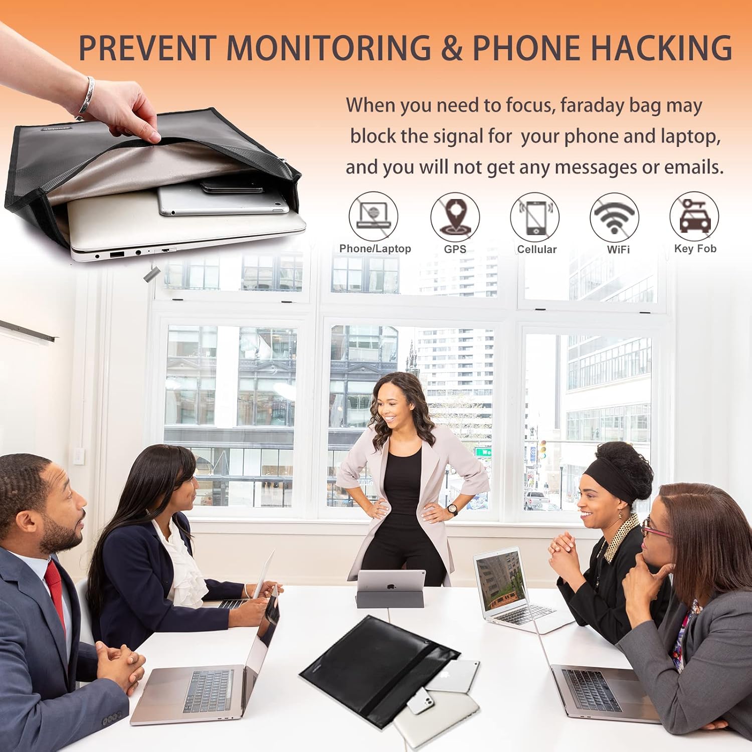 3Pack Faraday Bags for Phones & Tablets & Laptops, Faraday Key Fob Protector Anti-Theft Anti-Tracking, Fireproof & Waterproof Faraday Bag, RFID Signal Blocker Faraday Cage with Reflective Strip - Image 3