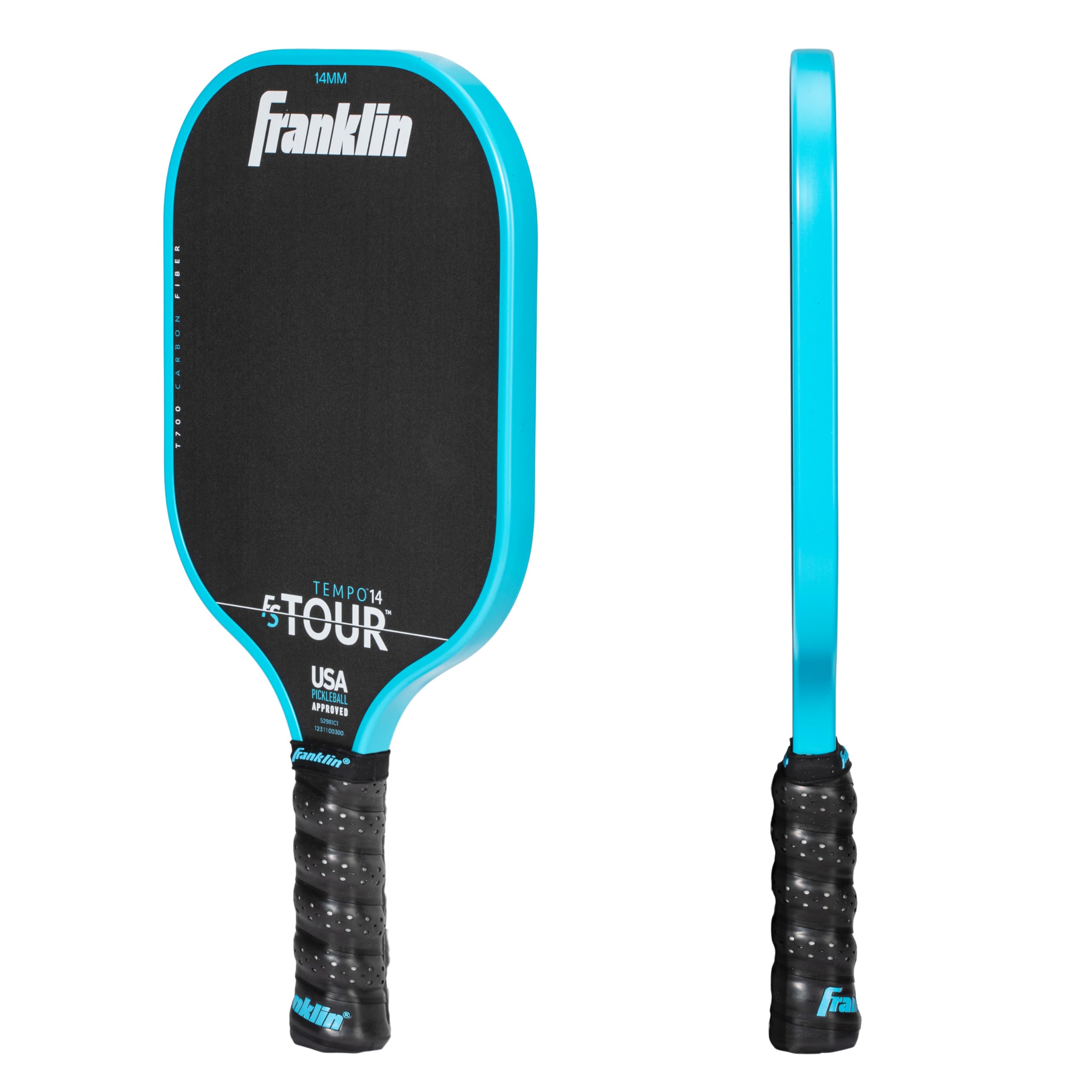 Franklin Sport Pro Pickleball Paddles – FS Tour Series Carbon Fiber Pickleball Paddles – Ufficiale USA Pickleball (USAPA) approvato – Tempo Pro Player Paddle – 14 mm Polymer Core – Blu