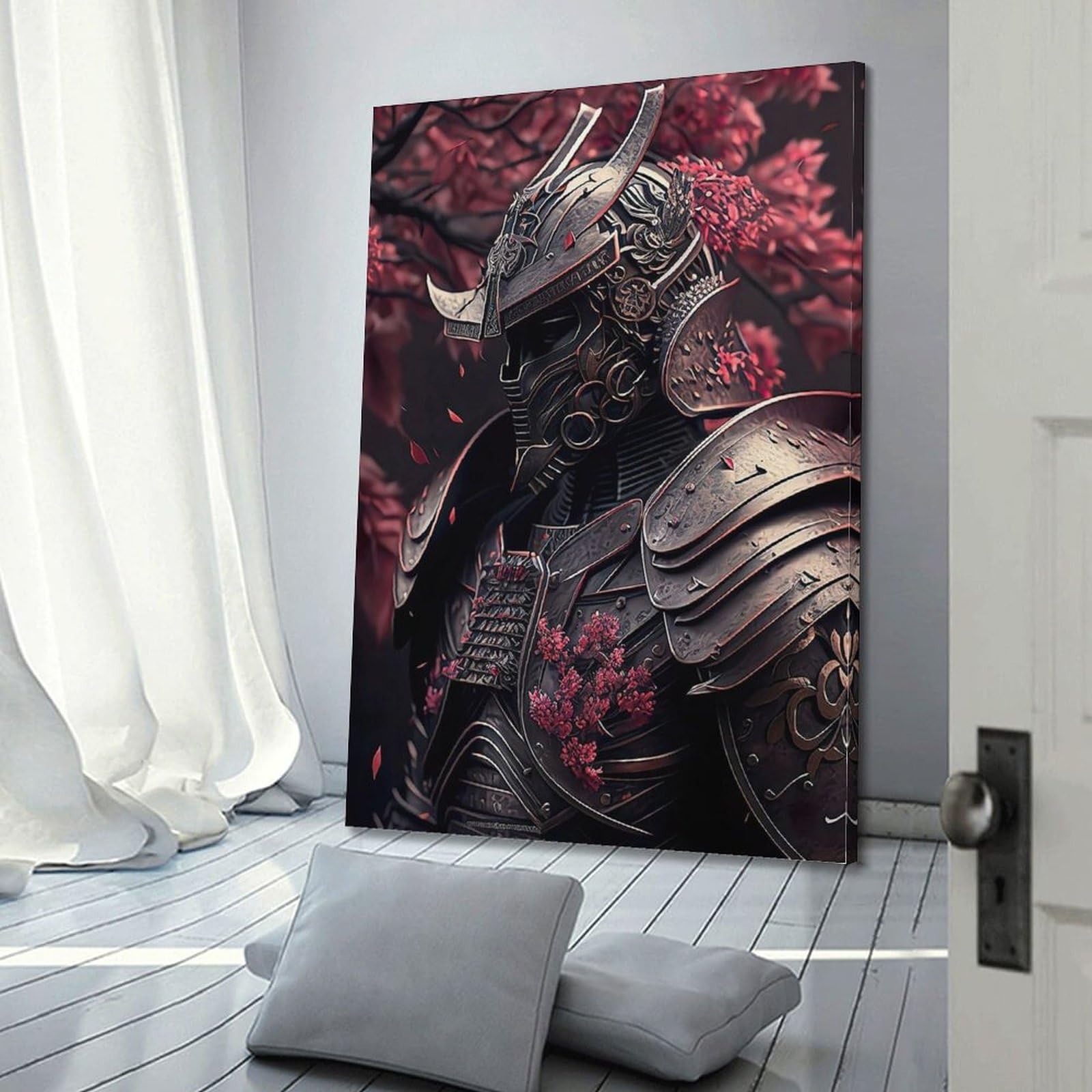 THEGIS Stampa artistica da parete con drago samurai giapponese, decorazione artistica da parete per soggiorno e camera da letto, senza cornice, 50 x 75 cm