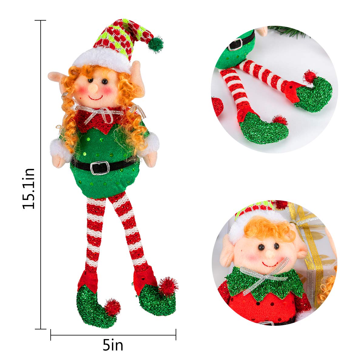 Amazon.co.jp: Apipi 2個セット 13インチ クリスマス エルフ人形