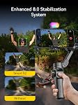 AOCHUAN Stabilisateur Gimbal pour iPhone, Téléphone Gimbal avec lumière de remplissage magnétique RGB, pliable Gimball Construit dans 7.8' Rouleau de rallonge et OLED Affichage pour iPhone/Android Excellent pour Vlogging-Smart X2 Kit noir