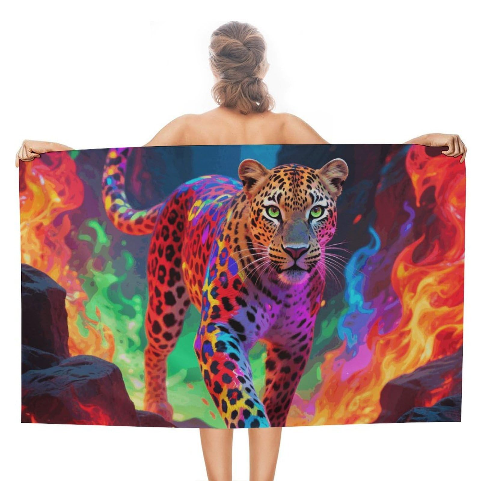 asbwuo Colorful Leopard Beach Towels Extra Large Quick Dry Absorbent