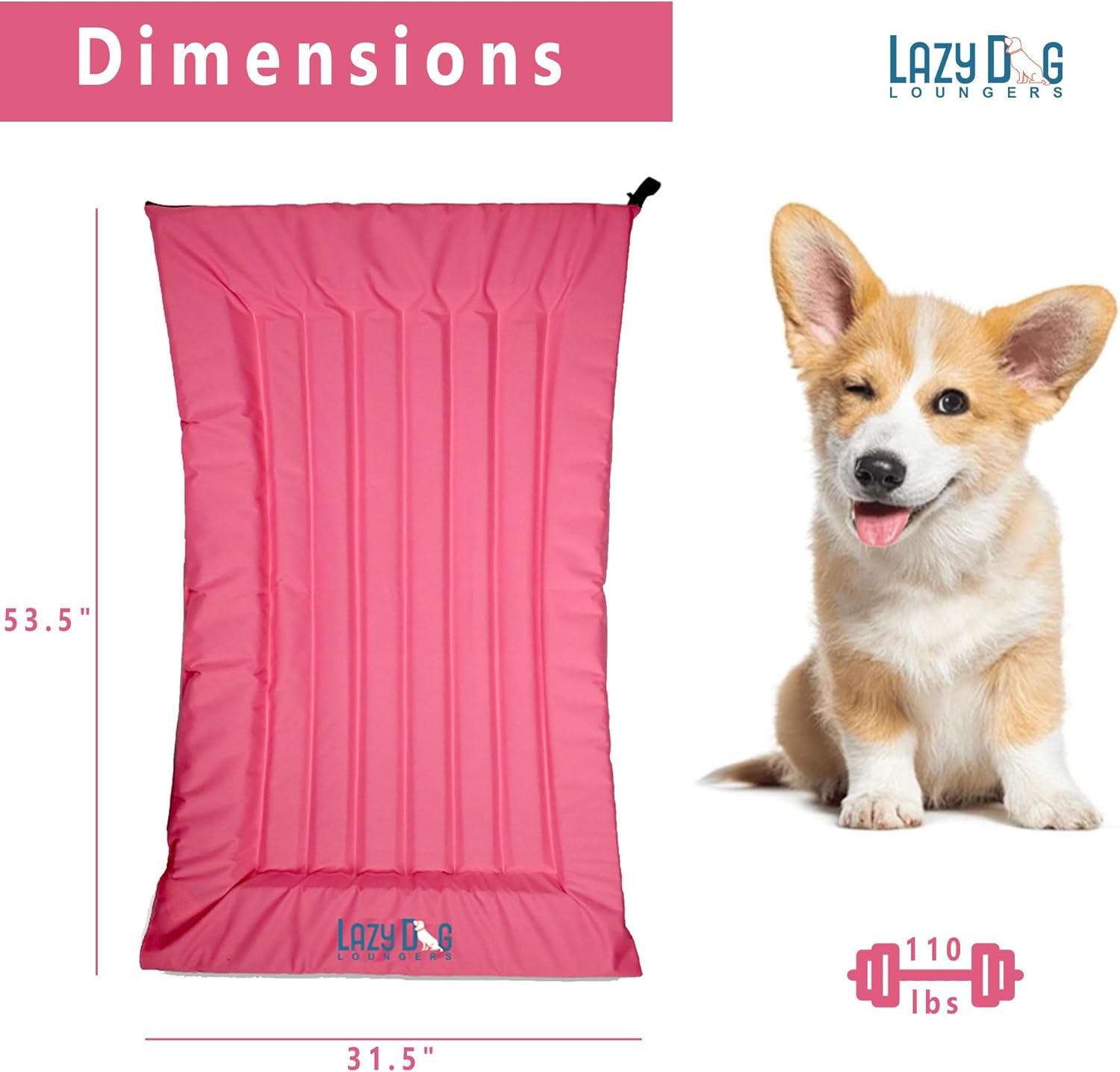 Dog Pool Float, Raft for Dogs and Pets - Semi-Submersible to Keep Your Dog Cool - Lake, Pool, River and Boat (Large, Pink)