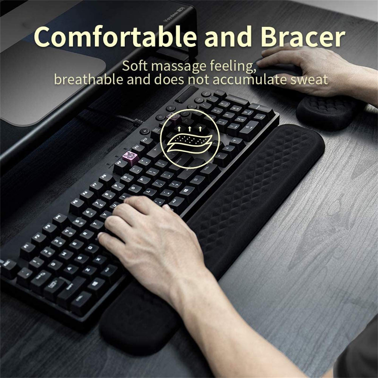 Clavier Repose-Poignet Pad Et Souris Repose-Poignet en Gel, Kit De Repose-Poignets pour Souris/Clavier Anti-dérapant Accessoires pour Ordinateur pour Ordinateur Et Ordinateur Portable
