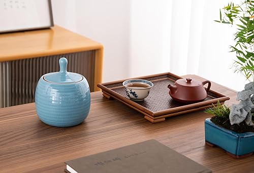 Miniatura 3 de Kitchen Canisters - Tarro de cerámica vintage para almacenamiento de alimentos con tapa hermética para té, café, hierbas, azúcar, especias, nueces