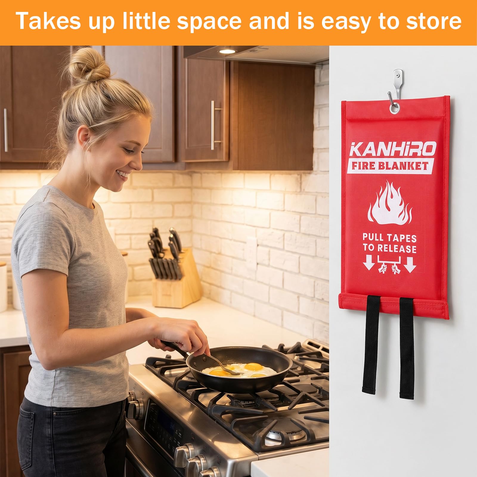 kanhiro Coperta antincendio di emergenza per casa, cucina, in fibra di vetro, ideale per scuola, camino, griglia, auto, ufficio, magazzino (confezione da 6, 99 x 99 cm)