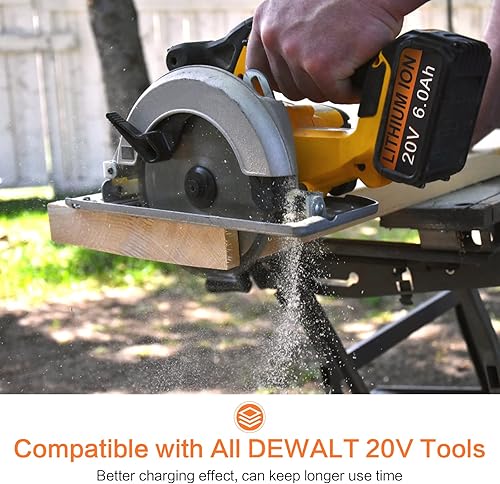 Miniatura 7 de ARyee Paquete de 2 baterías de repuesto de 20 V 6.0 Ah para Dewalt compatibles con Dewalt 20V MAX XR Tools DCB200, DCB201, DCB203, DCB204, DCB205,