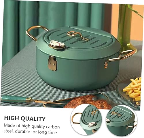 Miniatura 6 de Hemoton Termómetro de freidora de acero al carbono, sartén portátil, ahorro de aceite, mini olla para freír