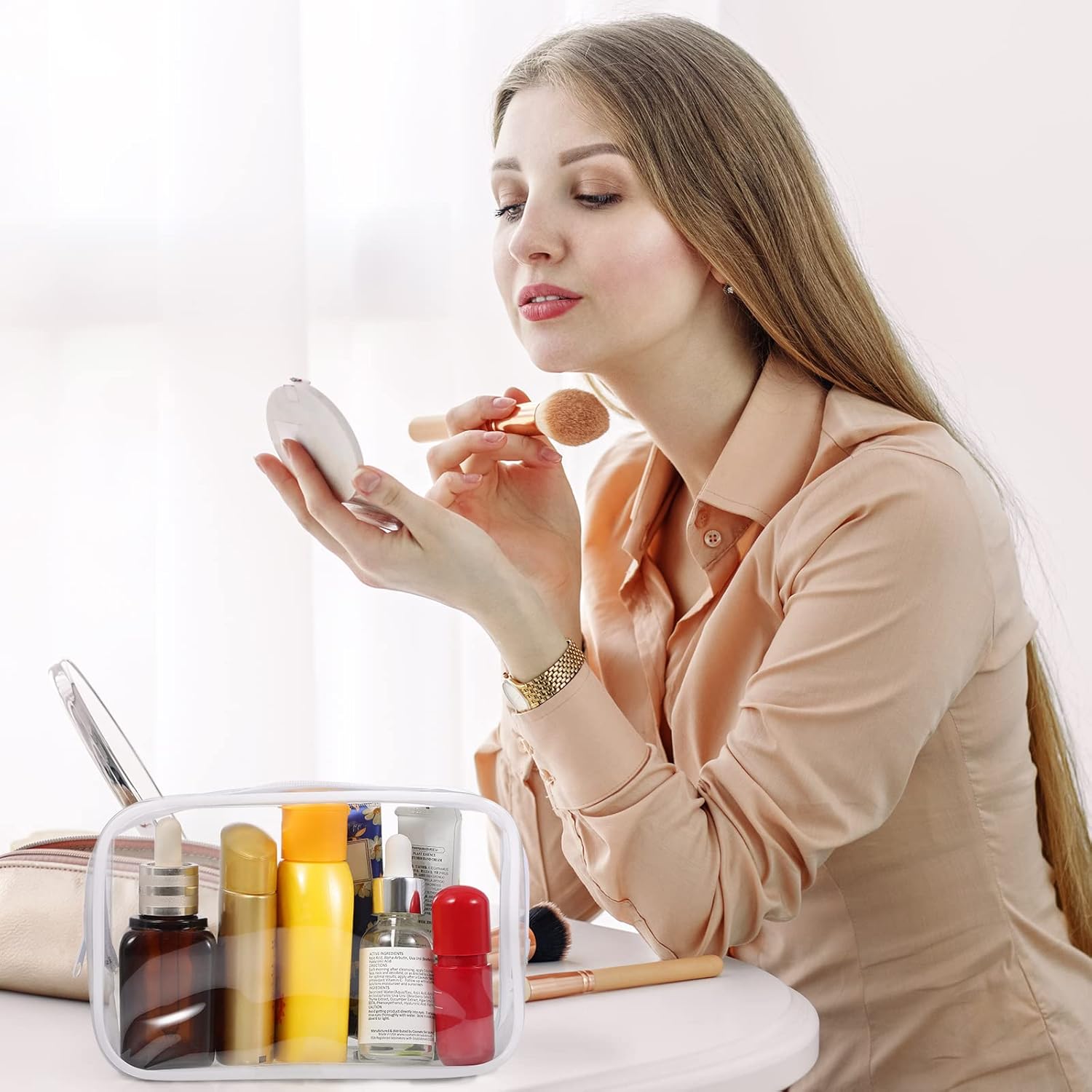 Saintrygo 18 Pack Clear Makeup Bags 7 x 5 PVC Cosmetic Bag Plastic Zippered Pouches Portable Toiletry for Women Men Travel Vacation Bathroom Organizing(Clear Color, White Border) - Image 7