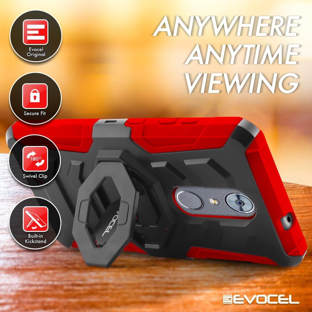 ZTE MAX XL/ZTE Blade Max 3 / ZTE Max Blue Case, Evocel [New Generation Series] Belt Clip Holster, Kickstand, & Dual Layer for ZTE N9560 / ZTE Z986 / ZTE N986, Red