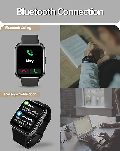 Miniatura 2 de VRPEFIT Reloj inteligente para hombres contestarhacer llamadas, pantalla táctil de 1.7 pulgadas con monitor de sueño de oxígeno en sangre y