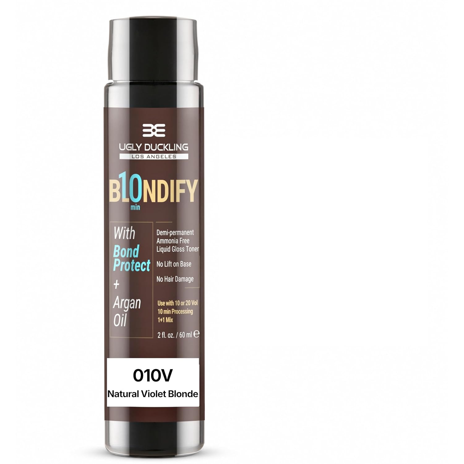 Ugly Duckling Blondify 10V Natural Violet Blonde | Bond Protect Liquid Gloss Toner | Neutralizes Yellow | Ammonia-Free | PPD-Free | Paraben-Free | 10 Mins | White Blonde Finish