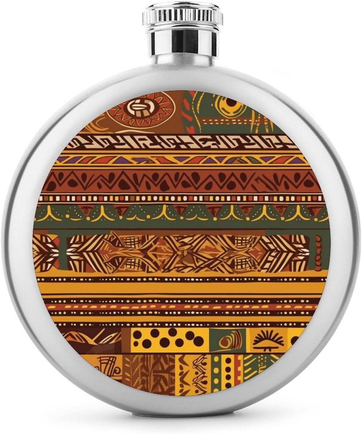 African National Patterns Hip Flask Flask for Liquor for Men 5 OZ Stainless Steel Hip Flasks Portable Whiskey Flasks for Outdoor Camping Hiking Climbing, Father's Day Gift for Men