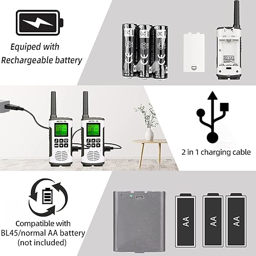 Miniatura 3 de Retevis RT628 Walkie Talkies para niños, paquete de 2 regalos para niños y niñas, paquete con Walkie Talkies recargables RT45 de radio de 2 vías de