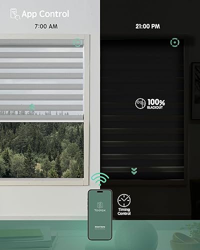 Miniatura 26 de Persianas de cebra motorizadas Yoolax compatibles con Alexa, persianas motorizadas con control remoto, persianas eléctricas inteligentes automáticas