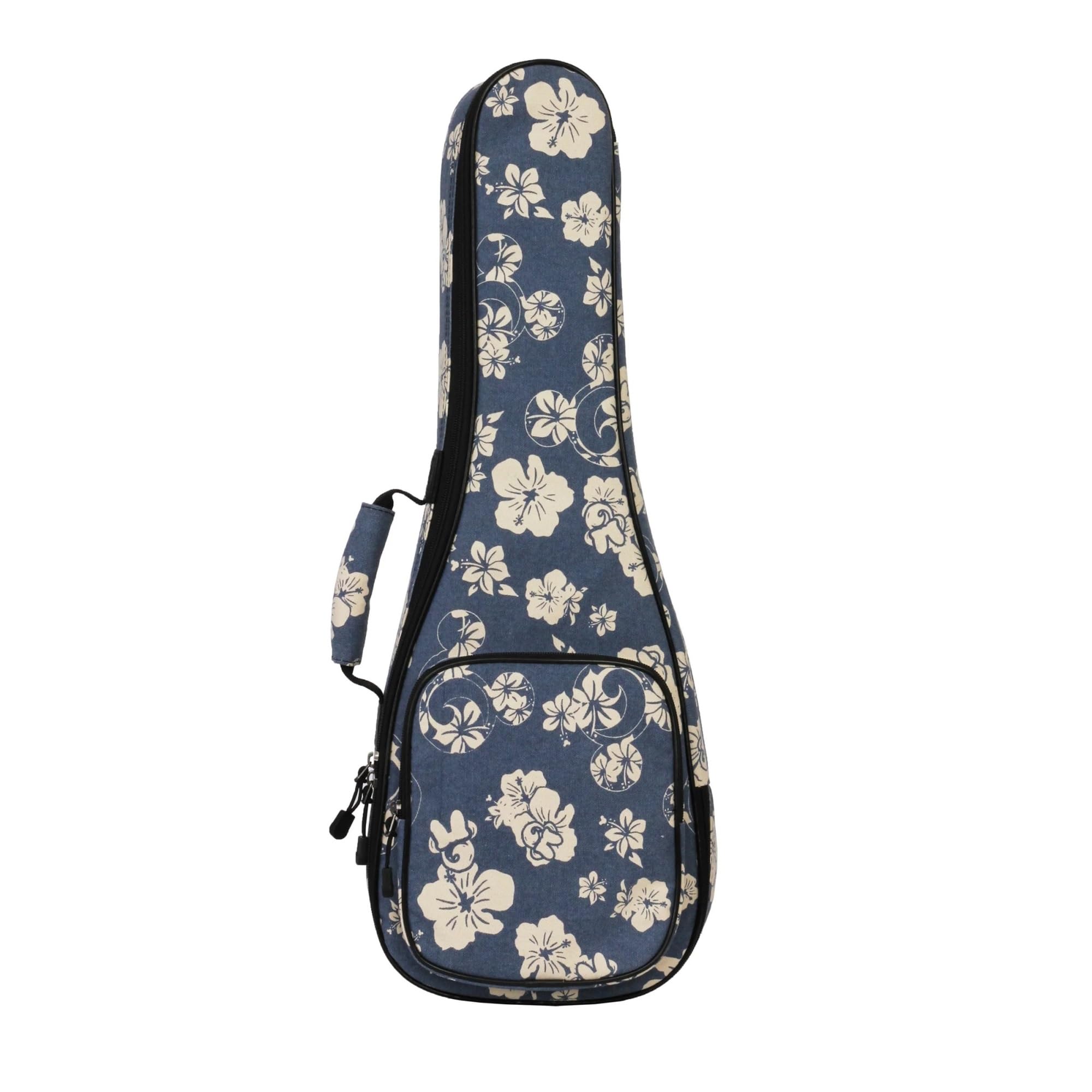 Estuche Para Banjo Funda for ukelele con flores de hibisco 21/23 26 pulgadas acolchado esponja 10 mm, estuche suave for guitarra 4 cuerdas(Size 21 inch)