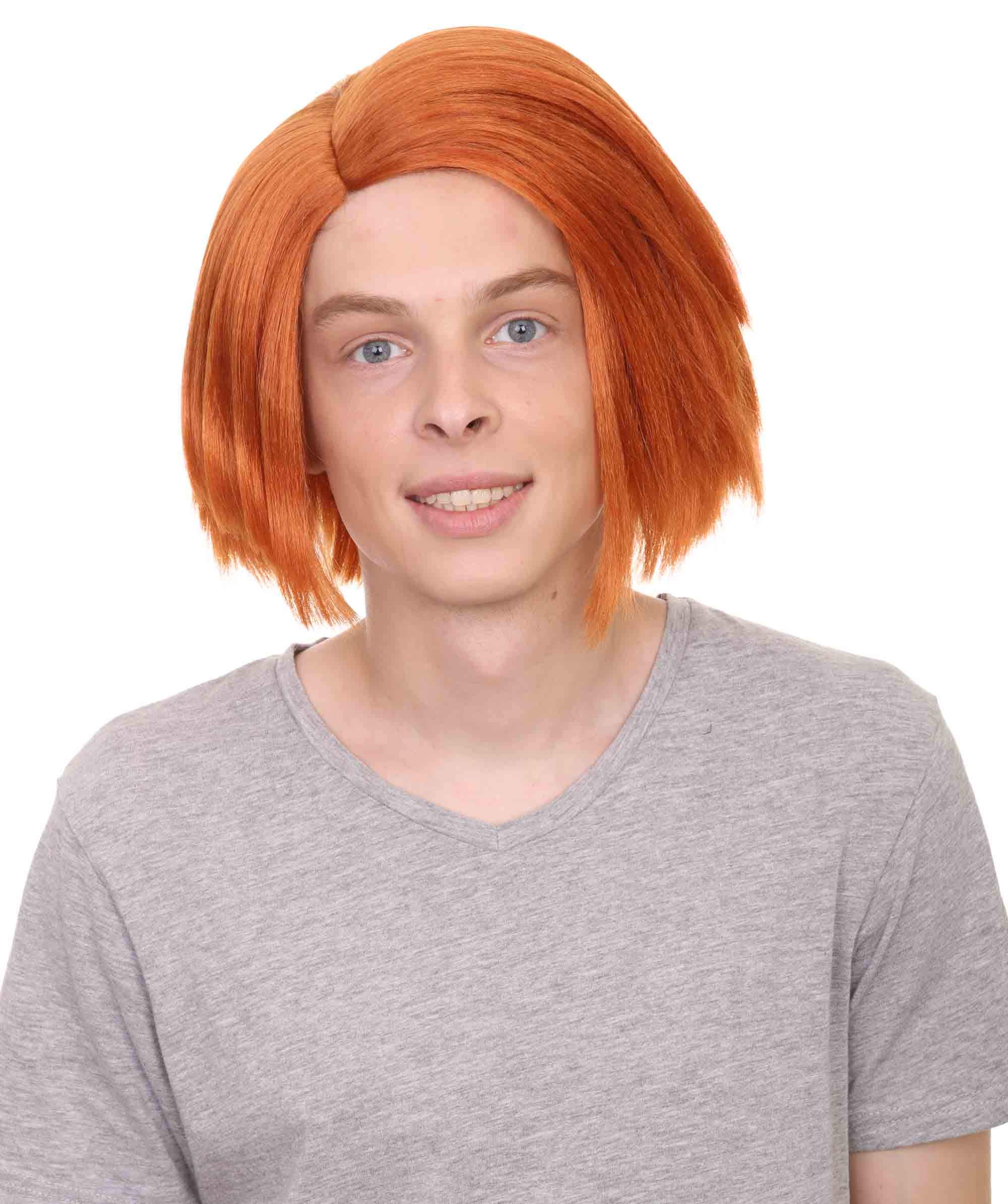 HPO Men's Evil Killer Doll Chuck Ginger Wig, Short Scary Play Movie Classic, Halloween Wig - Orange, 22 inches