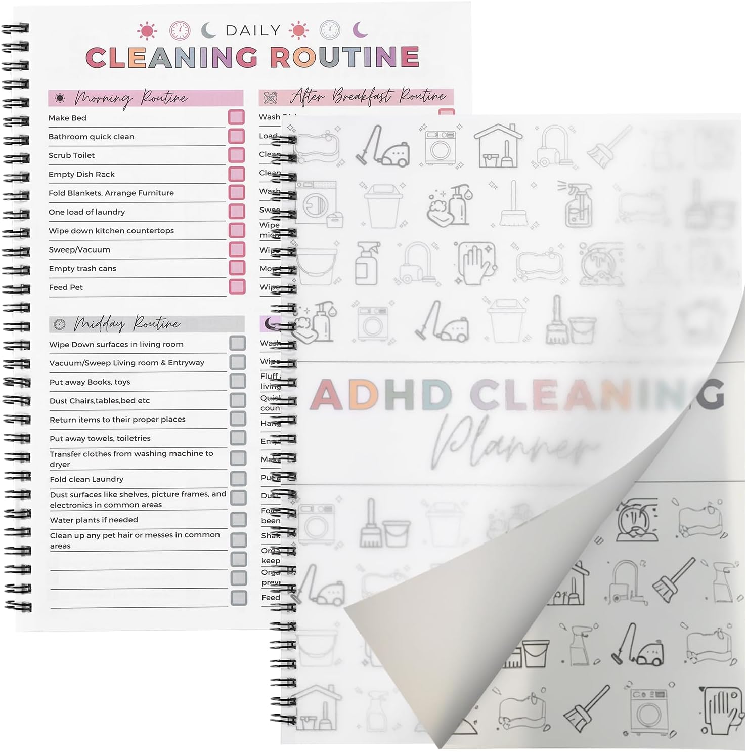 ADHD Cleaning Planner?, Cleaning Plan Schedule and Checklist? for Adults and Teens, Adhd Cleaning and Organizing Planner, Daily Weekly Monthly Checklist for Home, Reusable ?DIY Household Cleaning Planner?