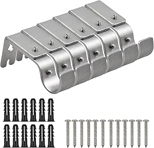 Gardinenstangen Halterung 6er Set - Verstellbare Metallhalterungen Schwarz