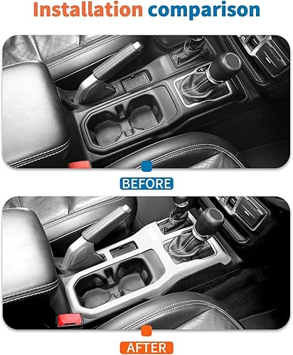 Vista 45 de JeCar Cubierta de panel para palanca de cambios de palanca de cambios de consola central para Jeep Wrangler JL JLU Gladiator JT 2018-2025+ Textura