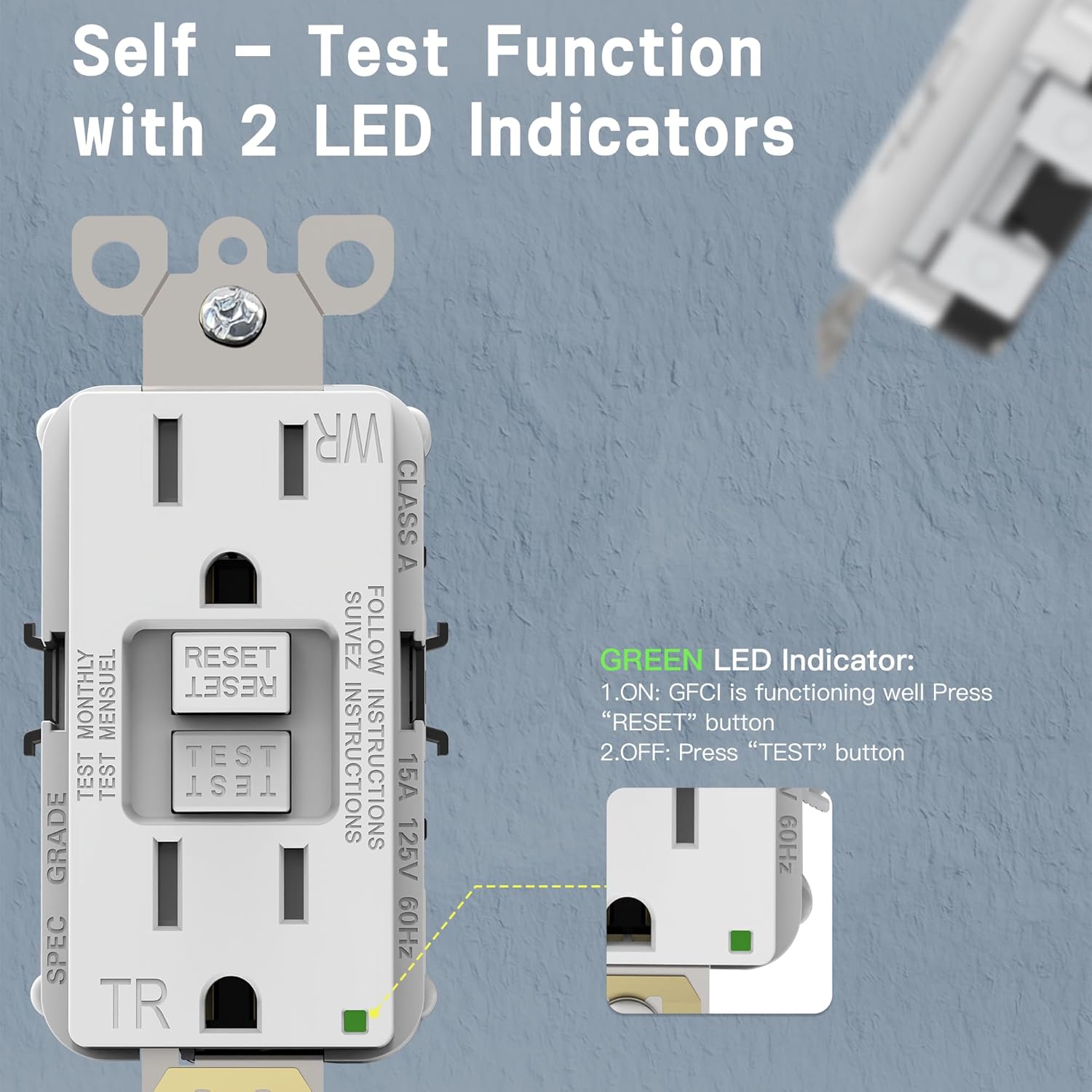 ThunderWay GFCI Outlet 15 Amp, LED Indicator, Tamper-Resistant, Weather Resistant Receptacle Indoor or Outdoor Use, Ground Fault Circuit Interrupter, Wallplate Included, ETL Listed, White, 5Pack