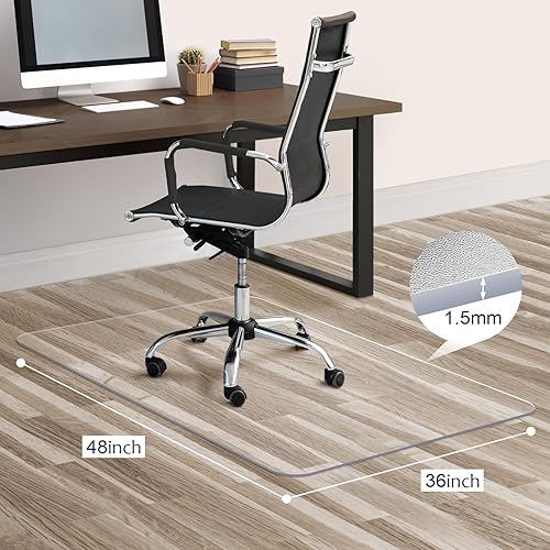 Miniatura 2 de Tapete para silla para suelo de madera dura, protector de suelo transparente de 48 x 36 pulgadas para silla rodante, tapete de plástico de fácil