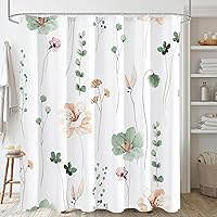 Gibelle Watercolor Floral Shower Curtain Sage Green Beige Flowers 72x72 Waterproof Polyester Modern Minimalist Bathroom Decor