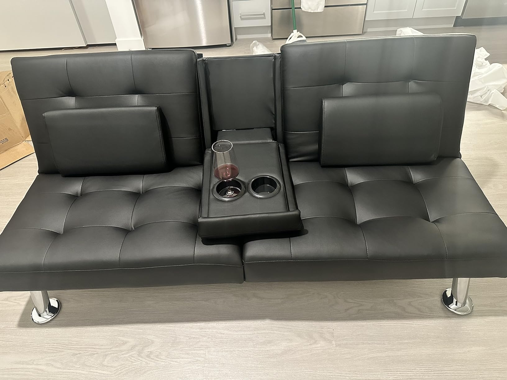 33/mo Finance JUMMICO Faux Leather Upholstered Modern Convertible