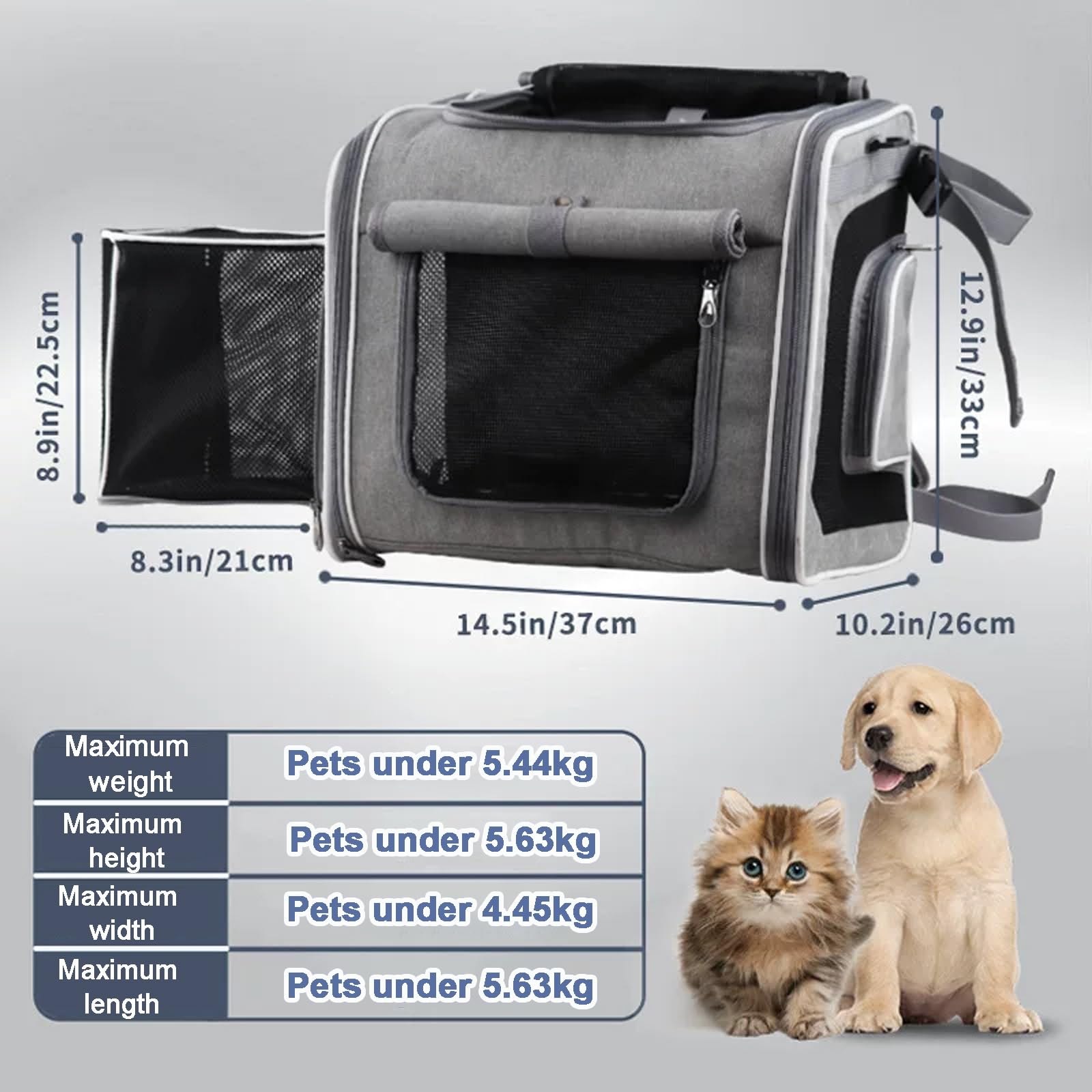 Mochila Perro Pequeño Soporta 12 Lbs Plegable Expandible Transportín Gato | Bien Ventilado con Correa de Seguridad Interior, Cesta de Bicicleta para Perro(Style 2)