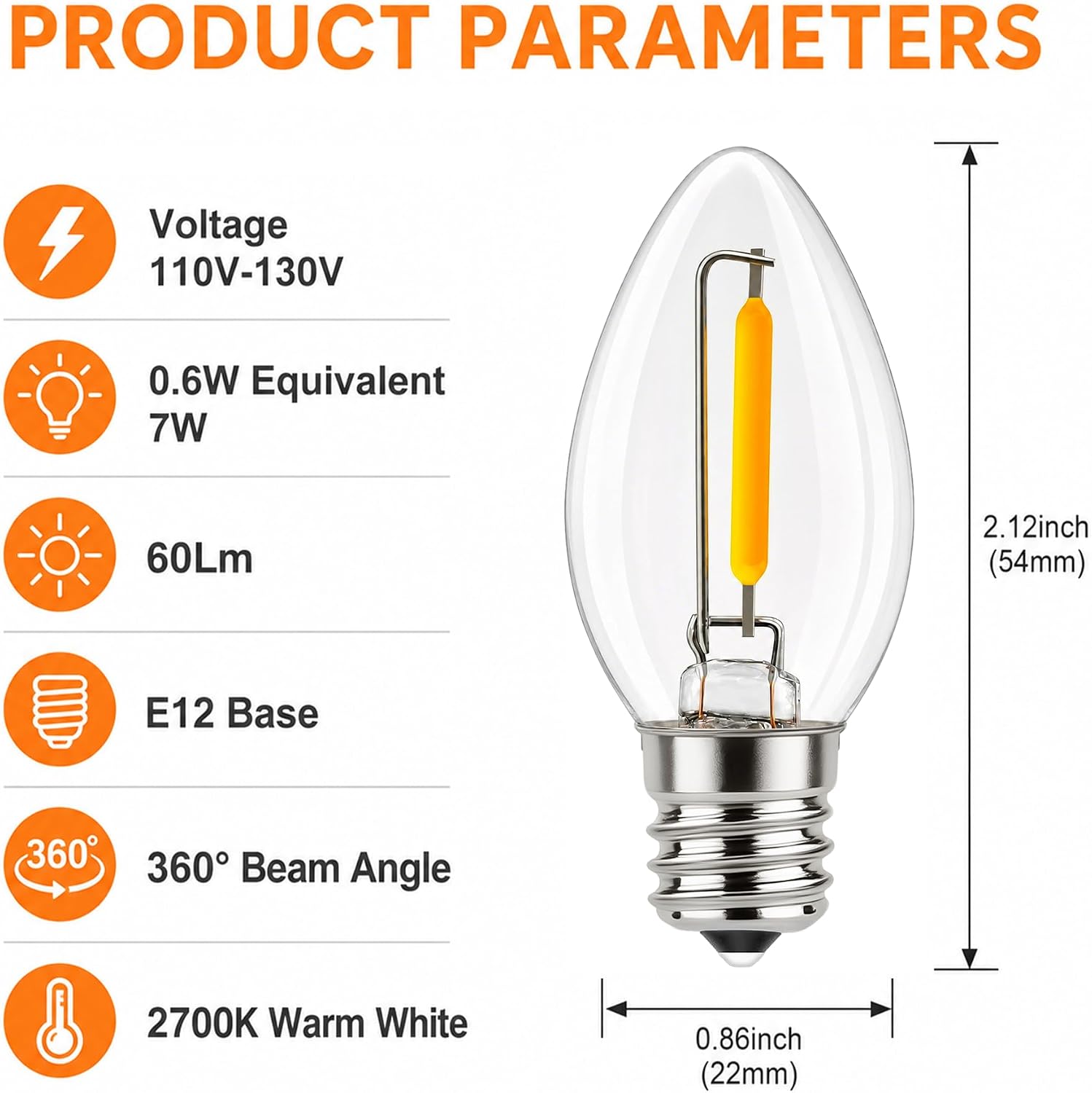 C7 LED Night Light Bulbs, Shatterproof Replacement Bulb for Indoor Outdoor image 3