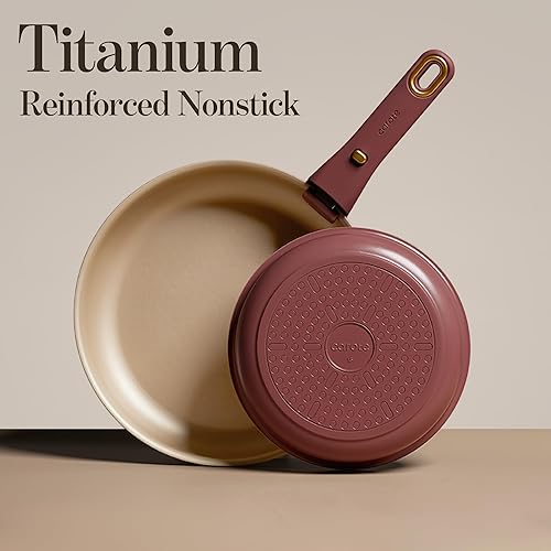 Miniatura 3 de CAROTE Juego de ollas y sartenes antiadherentes reforzadas con titanio, 18 piezas, juego de utensilios de cocina antiadherentes con mango