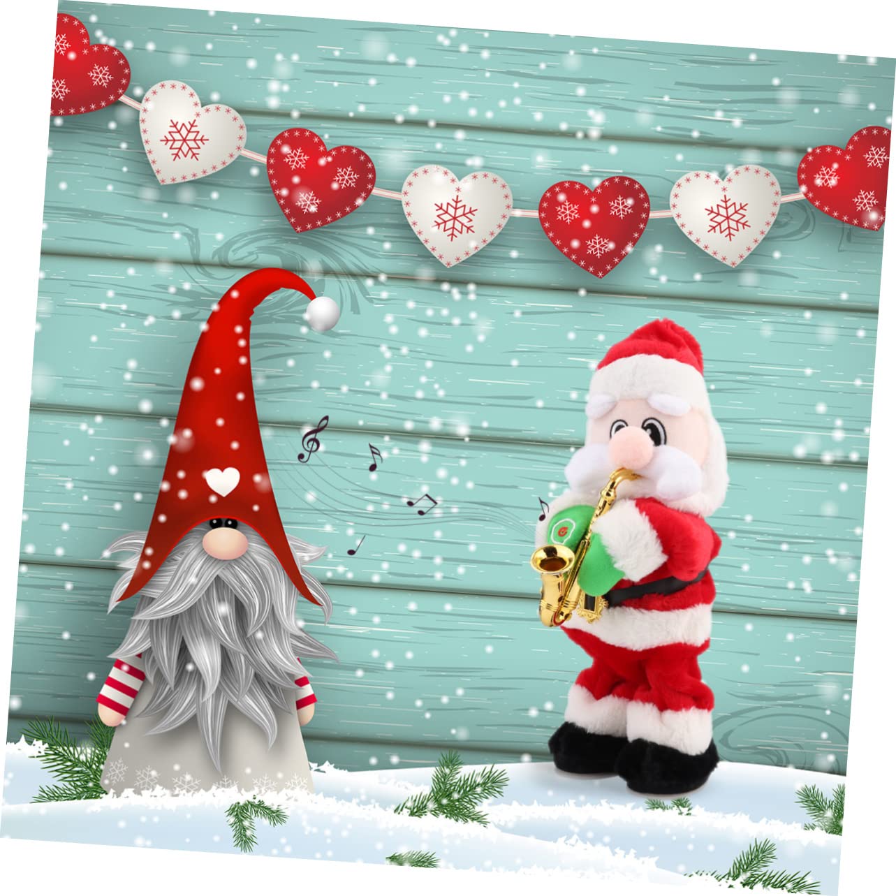 BESPORTBLE Juguete de Papá Noel Musical Saxofón Adorno Navideño para Fiesta de Navidad Muñeco Navideño de Papá Noel