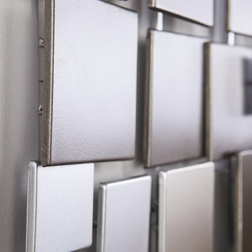 Miniatura 9 de SEI Furniture Wavson - Escultura de pared, diseño geométrico 3D, arte de pared de montaje único, plateado, 47.00 x 2.25 pulgadas
