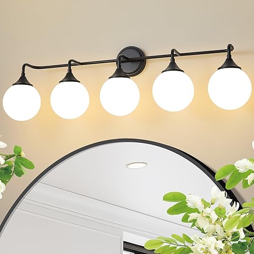Miniatura 23 de Accesorios de Iluminación para Baño, Luces de Tocador de Baño de 4 Luces Negro Dorado Sobre Espejo, Iluminación Moderna de Aplique de Pared Estilo